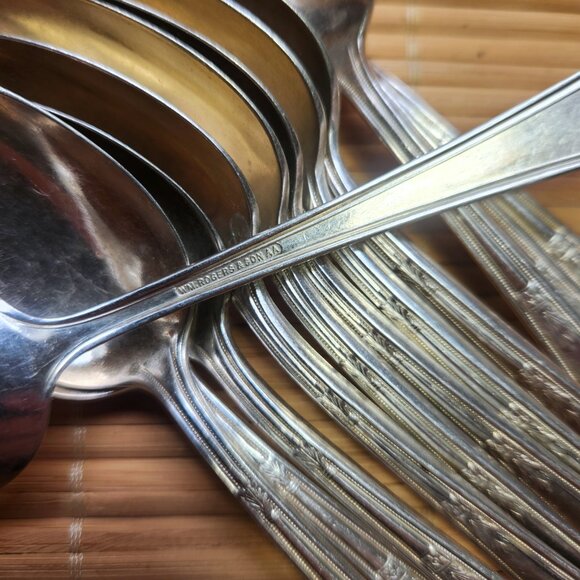 Rogers Teaspoons Lot of 12 Silver Plate 5 1/2-inch Length Vintage MCM - Picture 7 of 8